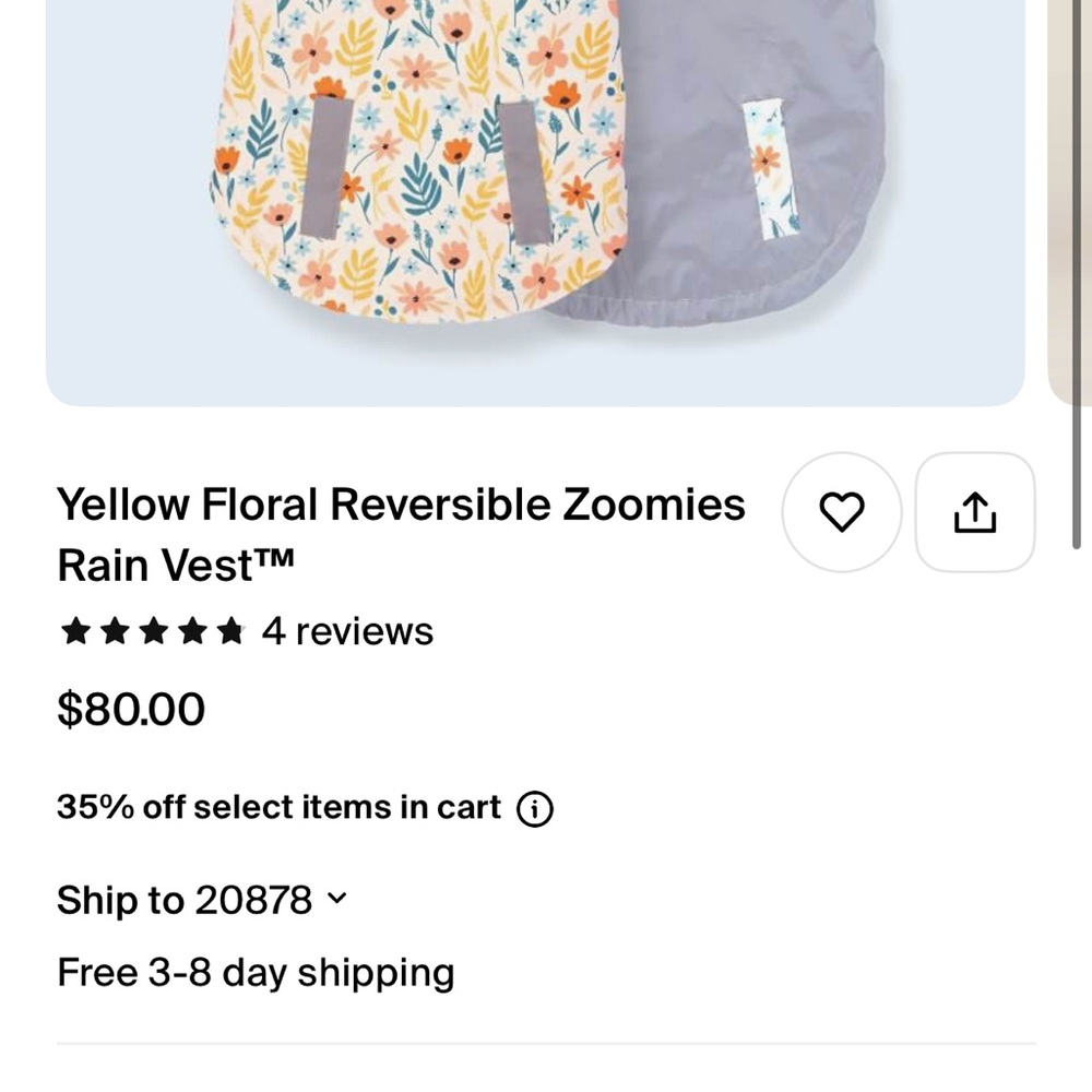 🌼 {FINAL SALE} Sniff & Bark Yellow Floral Reversible Zoomies Rain Vest™ - Picture 4 of 12